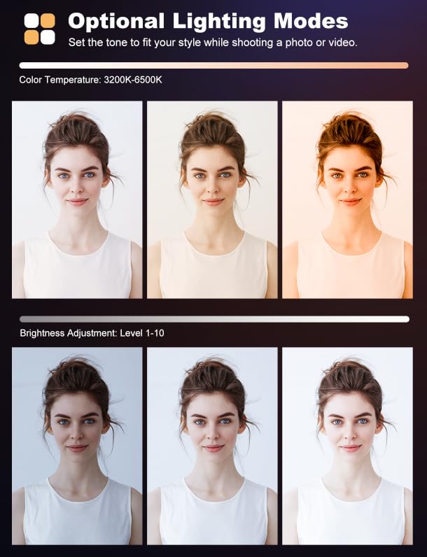 PILITA 60 LED SELFIE LIGHT, 3 COLOR TEMPERATURES, CL-V11SE - BLACK - Like New