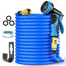 NEWESY 50FT EXPANDABLE GARDEN HOSE WATER HOSE 10 FUNCTIONS NOZZLE - BLUE - Like New