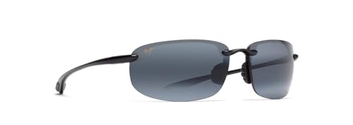 MAUI JIM MEN AND WOMEN HOOKIPA POLARIZED RIMLESS MJ-407-02 GLOSS BLACK/GRAY - Like New
