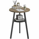 CubiCubi Round End Table, Wooden Shelves, 2-Tier Rustic Vintage Table - Greige - Brand New