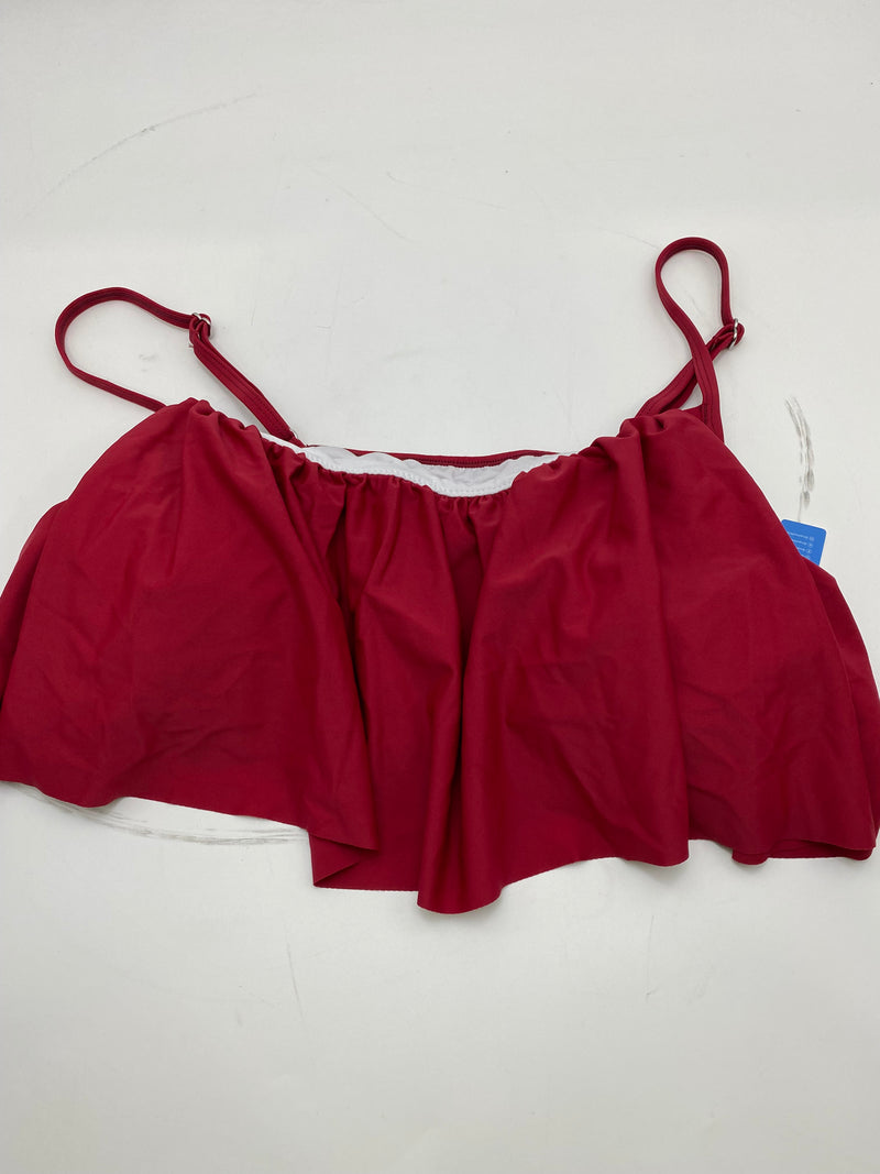CUPSHE WOMEN'S HIGH WAISTED FALBALA BIKINI SET 2P - SIZE: L - BURGUNDY/GRAY - Like New