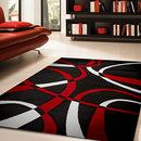 Katelynn Black/White/Red Area Rug - Brand New