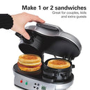 Hamilton Beach Dual Breakfast Sandwich Maker Egg Cooker RIng Timer - Silver - Like New