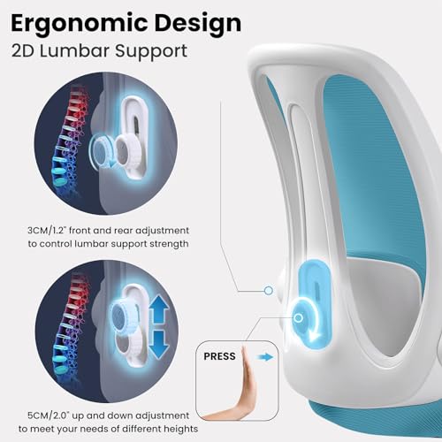 RAZZOR DRAFTING CHAIR TALL ERGONOMIC OFFICE CHAIR WITH ADJUSTABLE LUMBAR - BLUE - Like New