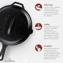 Cuisinel Cast Iron Skillet Lid 10" Pre-Seasoned Covered Frying Pan Set - BLACK - Like New