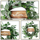 lantan 20" Green Eucalyptus Wreath for Front Door - Handicraft Bamboo Frame - Brand New