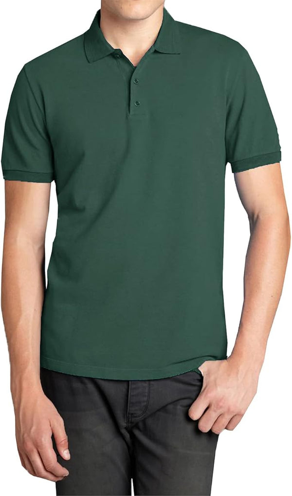 GALAXY BY HARVIC MENS POLO PIQUE SHIRT SCHOOL UNIFORM - SIZE: MEN S - HUNTER - Brand New