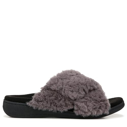 VIONIC WOMEN'S RELAX II SLIDES SLIPPER SIZE: WOMEN'S 10 CHARCOAL GRAY FABRIC - Like New