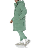 AMAZON ESSENTIALS MENS HOODED LONG PUFFER COAT - SIZE: MEN S - GREEN - Brand New