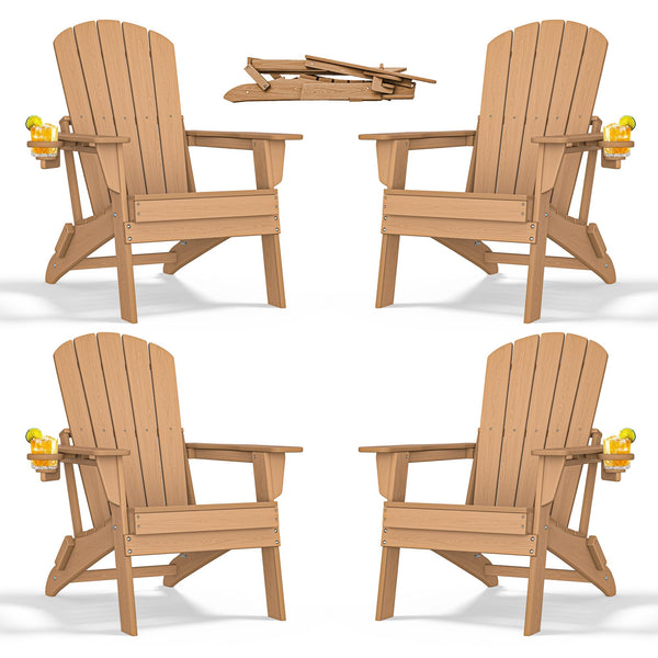 Nevilywood Folding Adirondack Chair B089-MW-FD-TEAK - Weather Resistant - Like New