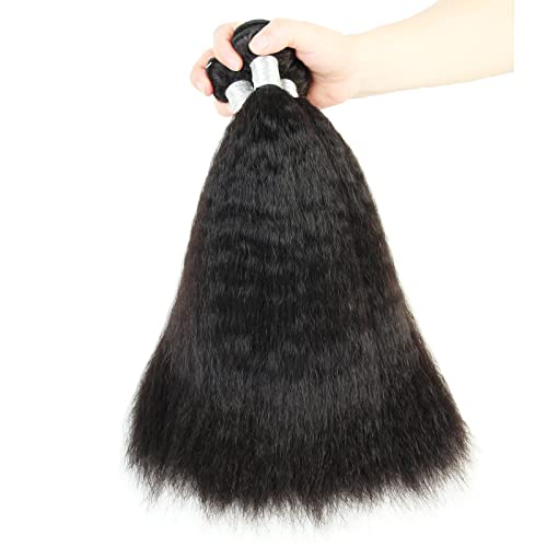 12a Kinky Straight Bundles Human Hair Yaki Bundles Brazilian Remy Hair - Brand New