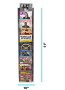 51 IN. X 10 IN CLEAR ACRYLIC WALL MOUNTED HANGING BROCHURE MAGAZINE RACK - BLACK - Like New