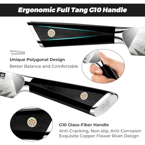 SHAN ZU DAMASKUS CHEF KNIFE 6" 67-LAYER JAPANESE STEEL 10CR15COMOV - G10 HANDLE - Like New