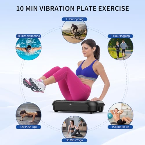 CRAZYFEB VIBRATION PLATE EXERCISE MACHINE WORKOUT VIBRATE FITNESS PLATFORM BLACK - Like New
