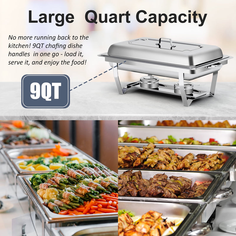 BLUEBOW 4 PACK CHAFING DISHES FOR BUFFET SET - SILVER - Like New