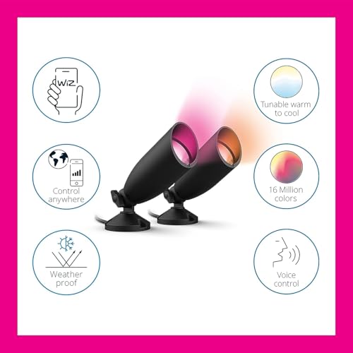 WIZ CONNECTED LED COLOR CHANGING OUTDOOR SPOTLIGHT EXTENSION 2 PACK BLACK - Like New
