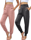 LOCOOWAI 2 PACK WOMEN'S YOGA JOGGERS HIGH WAISTED - S DARK GRAY/PINK - Brand New