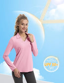 FKEEP WOMEN'S TENNIS GOLF SHIRT LONG SLEEVED TOP SPORT V-NECK ATHLETIC S -PINK - Brand New
