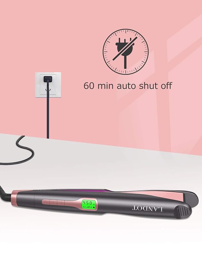 Landot HS168 2-in-1 Twist Iron Curler/Straightener - BLACK/PINK - Scratch & Dent