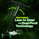 MELO SIDEWINDER KICK SCOOTER - GREEN: STEEL& Aluminum Frame, Lights Up - Like New