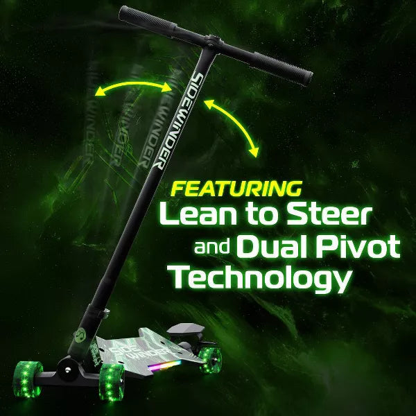 MELO SIDEWINDER KICK SCOOTER - GREEN: STEEL& Aluminum Frame, Lights Up - Like New