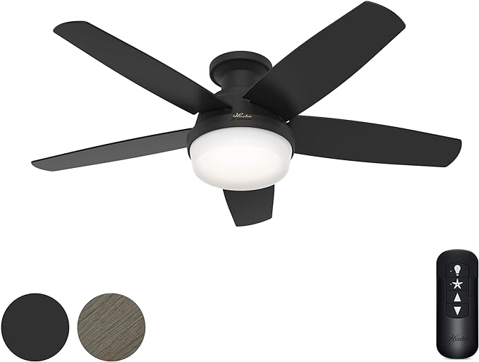 Hunter Fan 48" Ceiling Fan LED Light Kit Handheld Low Profile 52590 - BLACK - Like New