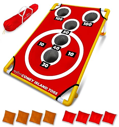 SWOOC GAMES - CONEY ISLAND TOSS™ ARCADE STYLE CORNHOLE BOARD - RED - Like New