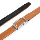 LEATHER RATCHET BELT MEN ADJUSTABLE DRESS & CASUAL - TAN/SILVER BUCKLE - SIZE 52 - Like New