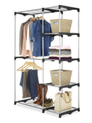 WHITMOR DOUBLE ROD FREESTANDING CLOSET ORGANIZER - GREY - Like New