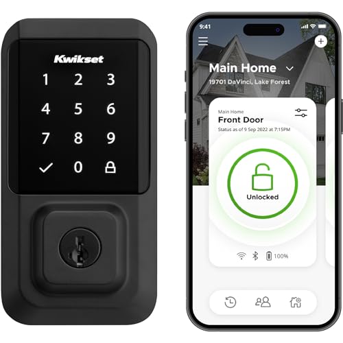 KWIKSET HALO WI-FI SMART LOCK ENTRY FRONT DOOR KEYLESS ENTRY DEADBOLT - BLACK - Like New