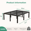 NOVILLA BED FRAME QUEEN SIZE 18" SIMPLICITY METAL PLATFORM - Scratch & Dent