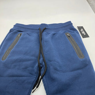 BLU ROCK MEN'S HEAVYWEIGHT SLIM-FIT FLEECE JOGGERS - SIZE: MEN S - HEATHER NAVY - Brand New