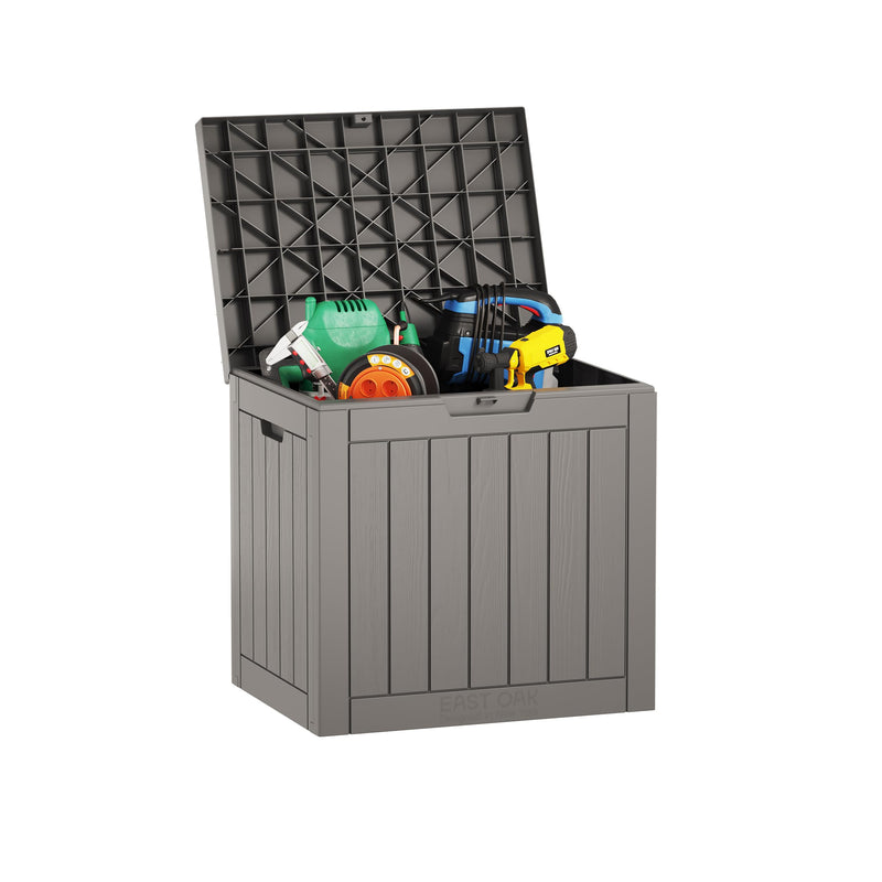 EAST OAK OUTDOOR STORAGE BOX 31 GALLON DECK BOX USE EO-DB22013 - GRAY - Like New