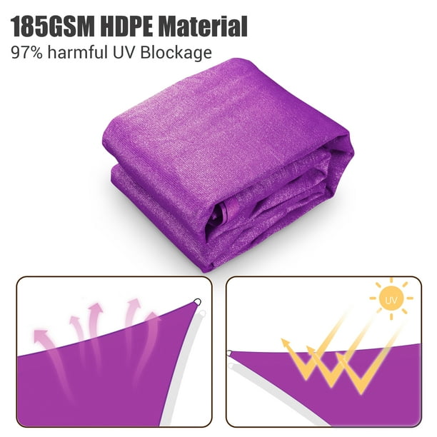 YESCOM 25FT TRIANGLE SUN SHADE SAIL 97% UV BLOCK - FUCHSIA - Like New