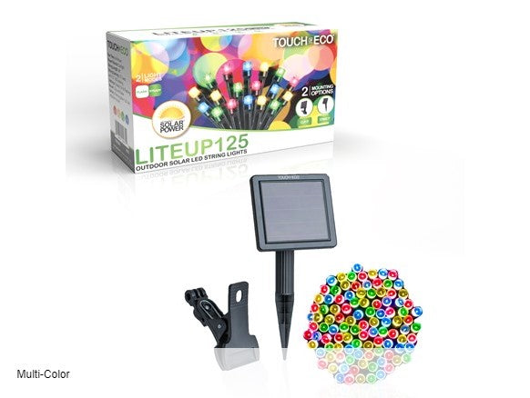 TOUCHOFECO 125 SOLAR POWERED LED STRING LIGHTS, 68 FEET - MULTI COLOR - Like New