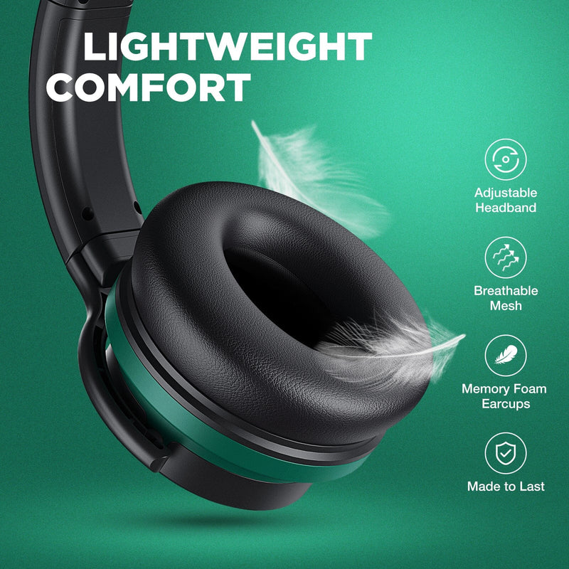 PurelySound E7 Active Noise Cancelling Wireless Bluetooth Headphones GREEN/BLACK Like New