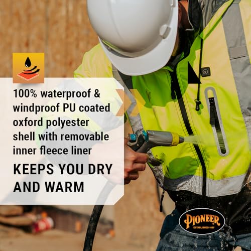 PIONEER HI VIS BOMBER MEN WATERPROOF REFLECTIVE ANSI CLASS 3 WINTER RAIN JACKET - Brand New