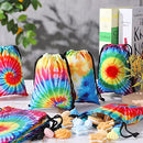 Cunno 24 Pcs 7x5" Tie Dye Drawstring Bags Reusable Polyester Colorful - Brand New