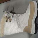 DREAM PAIRS FUR MID CALF SNOW BOOTS - SIZE: WOMEN 6 - WHITE/BEIGE - Like New