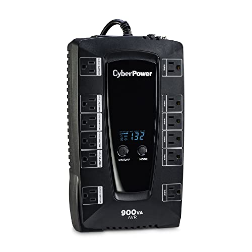 CYBERPOWER AVRG900LCD INTELLIGENT LCD UPS SYSTEM 900VA 480W 12 OUTLETS - BLACK - Like New
