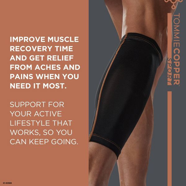 TOMMIE COPPER SPORT COMPRESSION CALF SLEEVE SIZE L/XL - BLACK - Like New