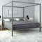 DHP King Metal Canopy Bed, Modern Design with Built-In Headboard, Sturdy Frame - Like New