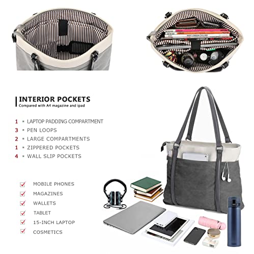 BAG WIZARD WOMEN'S WORK BAG WITH LAPTOP COMPARTMENT ZIPPER - DARK GRAY - Like New