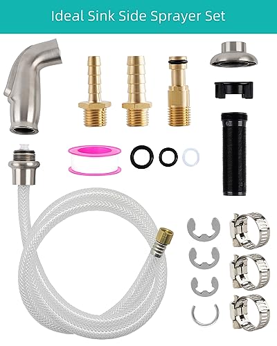 HYGIE RINSE UNIVERSAL KITCHEN SINK SPRAY ATTACHMENT/HOSE/HOLDER - Nickeled - Like New