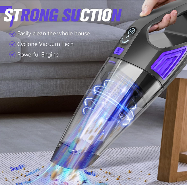 ATONEP Hand Vacuum Cordless Rechargeable Cordless PURPLE SL86B - Scratch & Dent