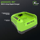 GREENWORKS 80V 4A RAPID BATTERY CHARGER - GREEN BLACK - Like New