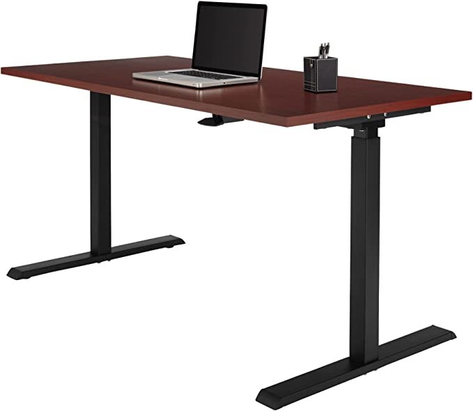 Realspace Magellan Pneumatic Height-Adjustable Standing Desk 60"W 102866 Cherry Like New