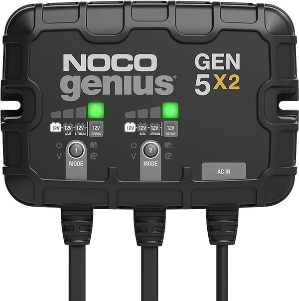 NOCO Genius GEN5X2 2-Bank 10A 5A/Bank Smart Marine Battery Charger - BLACK Like New