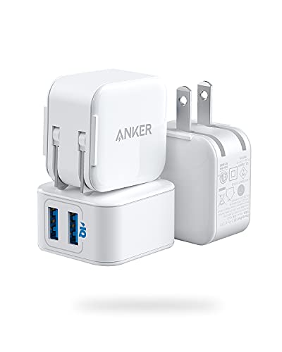 ANKER POWERPORT III 2-PORT 12W USB WALL CHARGER (3- PACK) WALL PLUG- WHITE Like New