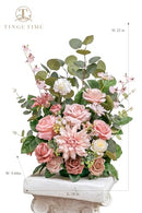 TINGE TIME Free-Standing Artificial Flower Set of 2 - DustyRose&Cream - Like New